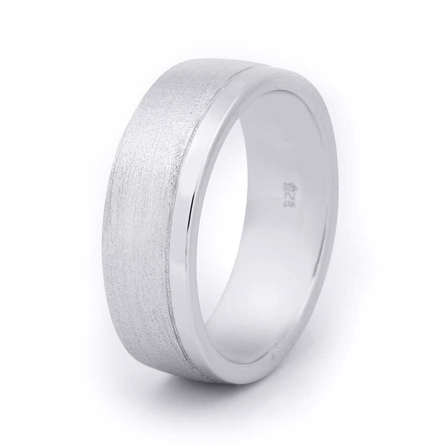 Men's Solid Silver 7.5mm Anniversary Band Ring Wedding Engagement