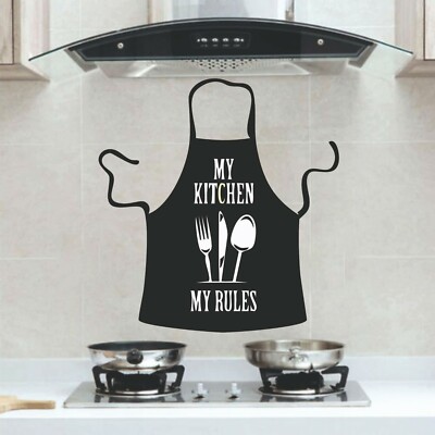 Kitchen Apron Sticker Kitchen Apron Wall Sticker Vinyl Decal Cutlery | eBay UK