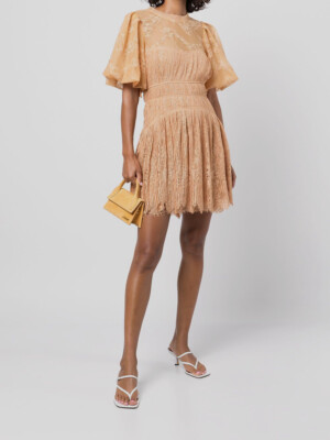 $575 Jonathan Simkhai Women's Beige Bristol Lace Plisse Mini Dress Size 4 |  eBay