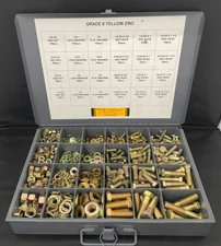 1250pcs ASSORTMENT- GRADE 8 HEX BOLT, NUT, WASHER, & LOCK WASHER FINE THREAD