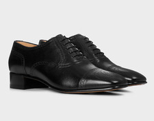 Gucci Men's Perforated Black Leather Oxford Shoes D3711 Size 10G / 10.5 US