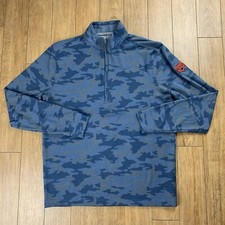 Johnnie O Pullover Men Small Blue Camo Sully 1/4 Zip Golf Performance