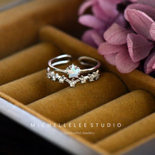 Minimalist Opal Star Adjustable Ring, Fire Opal Star Ring in Sterling Silver