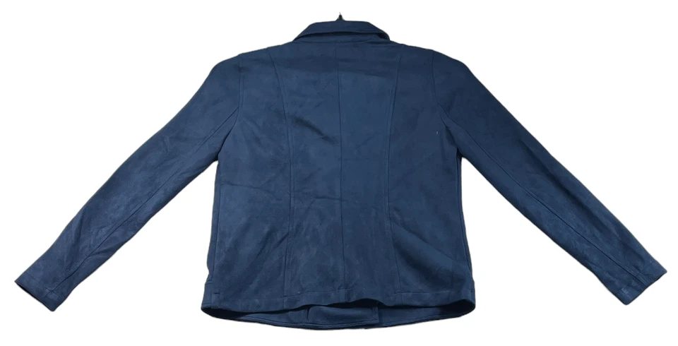 Style & Co.Faux Suede Jacket Womens Size Petite Petite PP Navy Blue Pockets New - Image 2 of 4