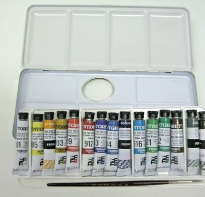 Ferrario TINTORETTO watercolor paint set 15 tubes 7.5 ML+1 brush-- NICE GIFT !