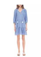 Studio B By Bobeau Tiere Babydoll dress W. Tasse blue square Women Casual Size S