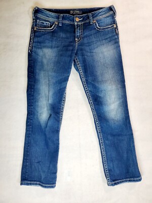Silver Jeans Co. Women s Suki Midi Capri Bootlegger Jean Size 30 Waist Dark Wash