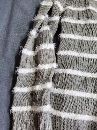 US Polo Assn. Girl Open Hooded Cardigan Sweater White Stripes size L (14/16) - Picture 8 of 8