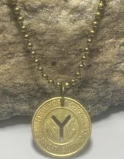 1970s NYC Subway Token Pendant Necklace - Vintage New York City. Great Gift 🎁