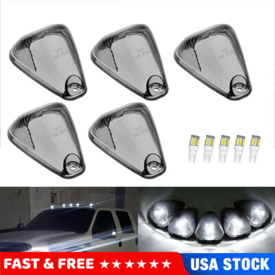 5X LED Cab Roof Marker Lights Smoke Kit For 99-16 Ford F250 F350 F450 Super Duty