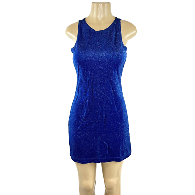 Y2K Mini Dress Vintage Size S Blue Sparkle Shimmer Sleeveless Tank Dress  Retro | eBay