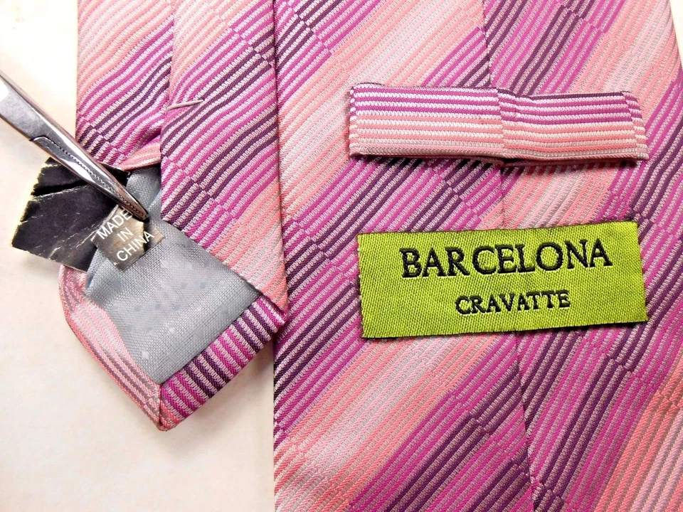Corbata Hombre Barcelona Microfibra 58" X 4" Multicolor Rayas Británicas Foto 4 de 4