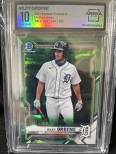 2021 Bowman Chrome Prospects Sapphire Green /125 Riley Greene Arena Club 10 Gem 