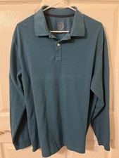 Long Sleeve Blue Polo Shirt Size Large