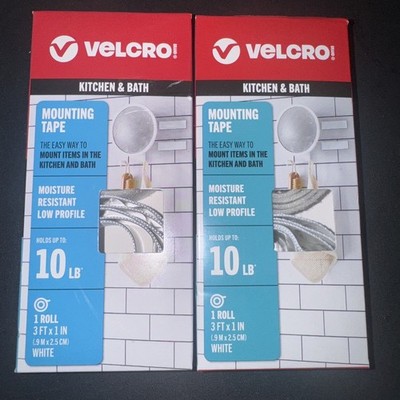 2X VELCRO Kitchen & Bath Mounting Tape Smooth Surface Up to 10 lb 3' x 1''