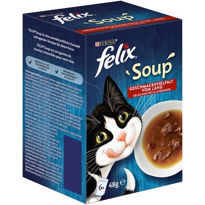 FELIX Soup, Suppe für Katzen mit zarten Stückchen 1er Pack (6 x 48g)