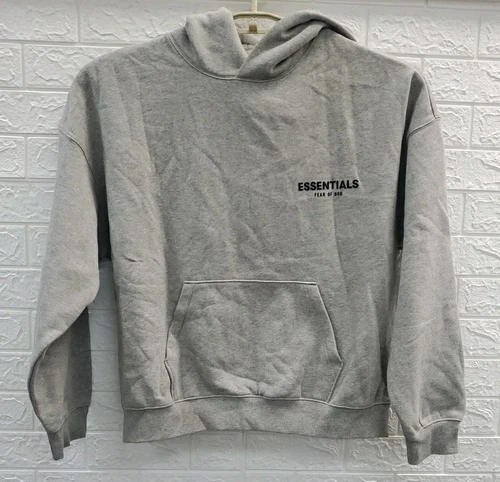 Felpa con cappuccio pullover Essentials Fear Of God logo 2 lati farina d'avena scura taglia media nuova