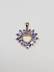 BEAUTIFUL 10ky Gold 20x18mm Marquise Tanzanite Heart Pendant Charm *NO CHAIN* — photo 4