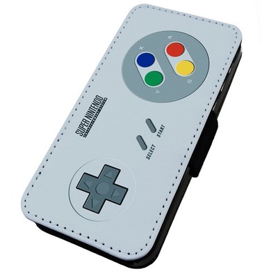 Bedruckte Flip Handyhülle iPhone, Samsung & Huawei Retro Controller