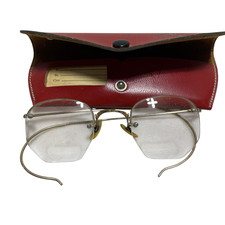 Vintage Gold Filled Eyeglasses Semi Rimless Hexagonal Lenses Cured Cable Temples