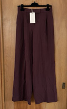 Zara Women's Maroon Burgundy High Waisted Wide Leg Trousers Pants Size S NWT