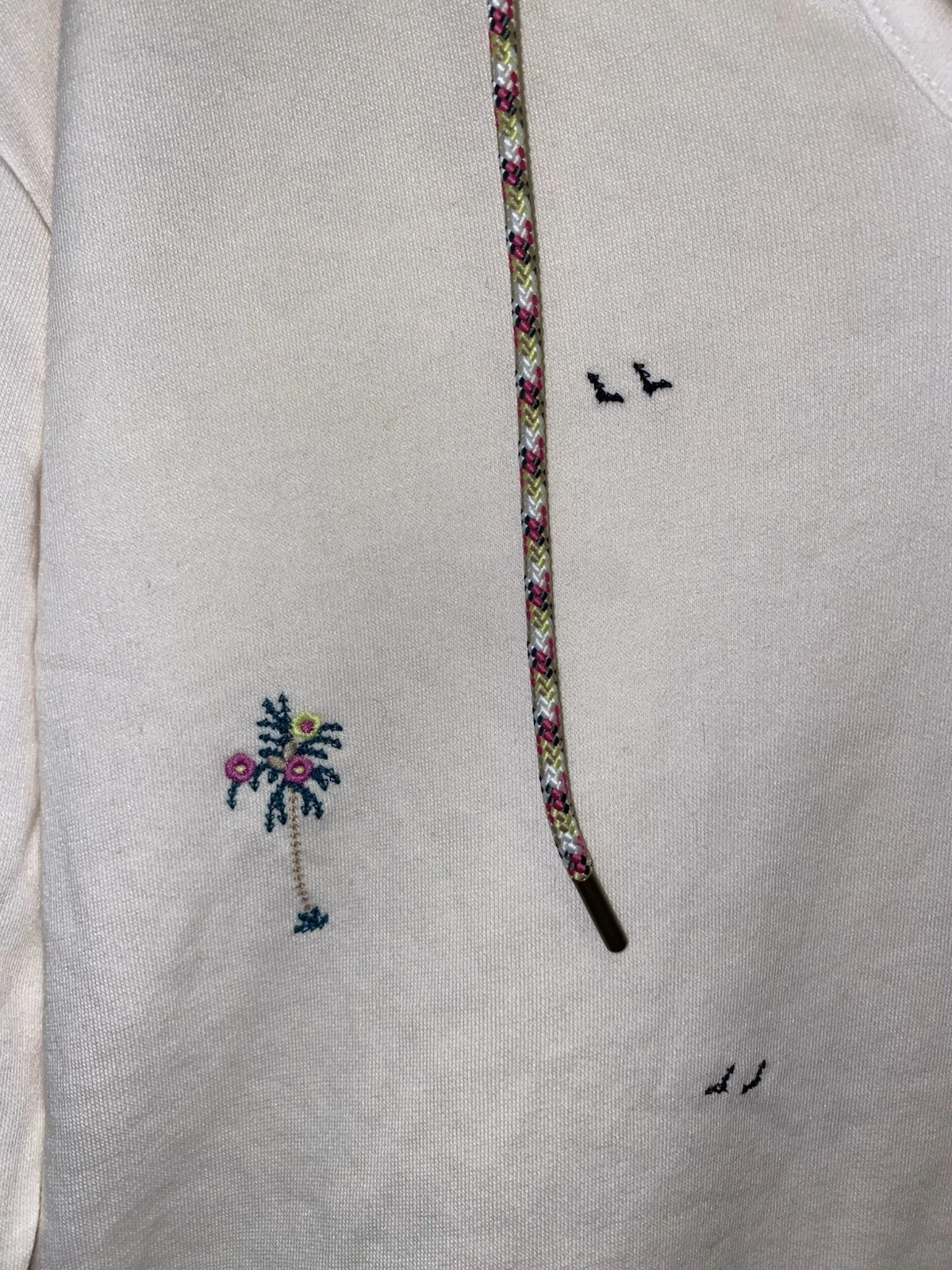 OFF WHITE Felpa Lou & Grey Terry con cappuccio Paradise Palm ricamata XS panna nuova con etichetta