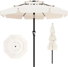 9FT Cream White Patio Umbrella with Crank, Tilt  Vented Design