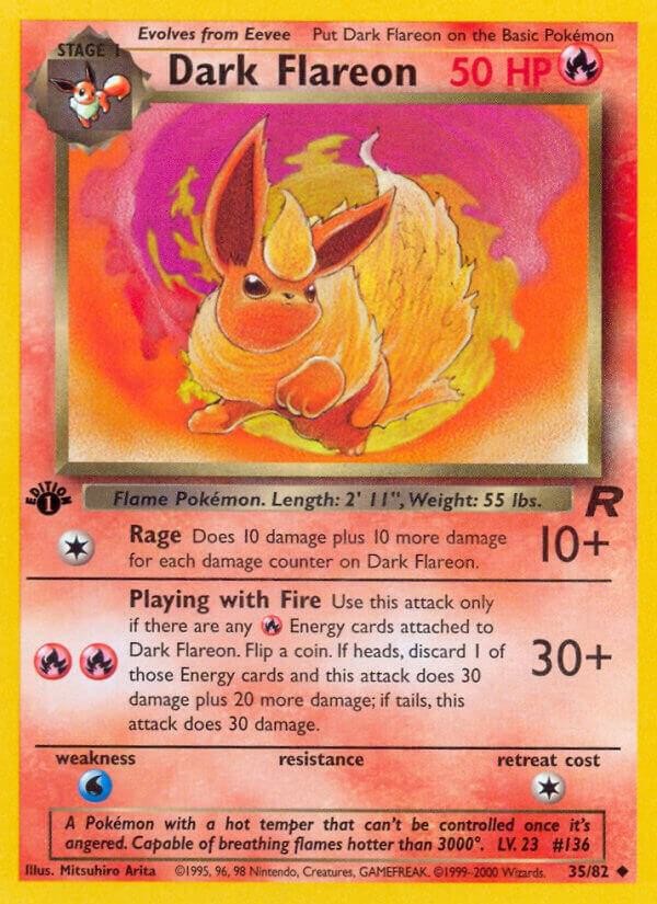 Dark Flareon Team Rocket Uncommon NM Pokemon 35/82 1st Edition