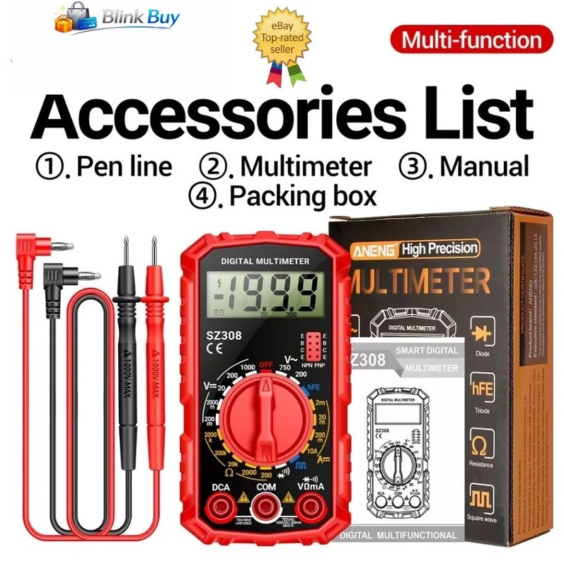 Digital Multimeter ACDC Voltage Current Resistance Scren Meter Ohm Wave test UK