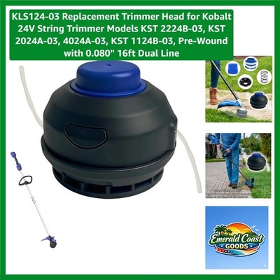 Durable Kobalt 24V Trimmer Head with 16ft Pre-Wound Dual Line - Easy Install