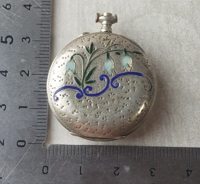 Ancien boîtier pour montre gousset, en argent - Photo 1/4