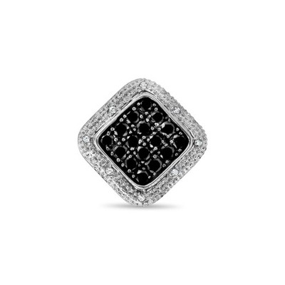 Schwarz-weißer Diamant Vintage Cocktail Ring 14 Karat Weißgold