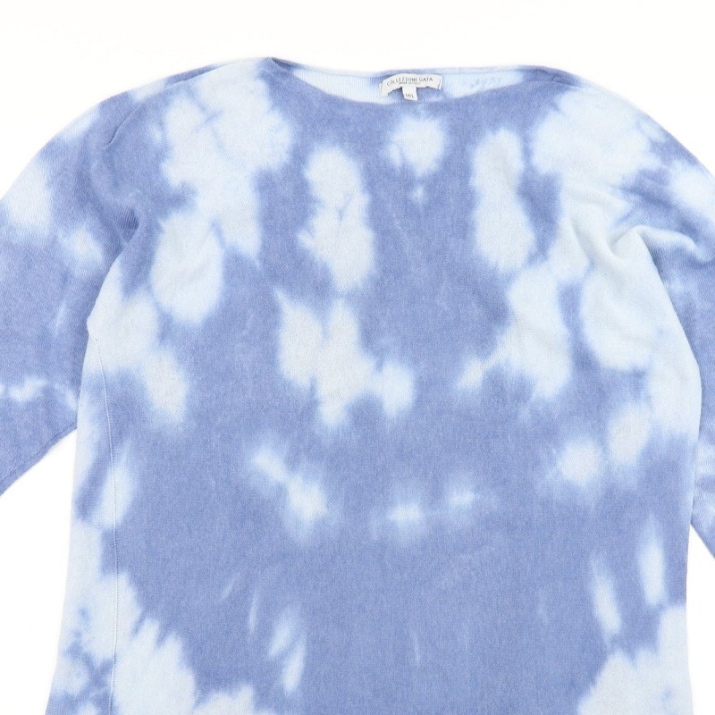 Collezione Gaia Womens Pullover Jumper Size M Blue Round Neck 3/4 Sleeve Tie dye image 6