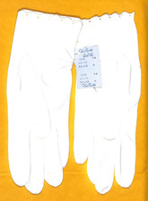 Van Raalte White Nylon Gloves Size 6 1/2 Original Tag Scalloped Edge