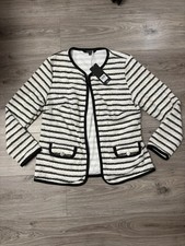 David Emanuel Striped Tweed Bouclé Jacket - Size 12 - Brand New