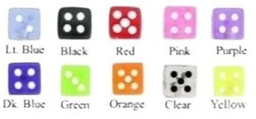 2pcs 14g 1/2 UV Glow Acrylic 316L Dice Surgical Steel Horseshoe Ear Nipple Helix - Image 2 of 4