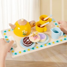 Wooden Tea Set Pretend Play Role Play Tea Time Party Food Toys Educational Toys