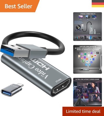 HDMI Capture Karte 4K zu USB   Kompaktes Design für Gamer und Content Creators