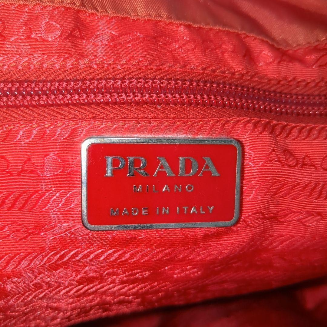 PRADA Backpack Red Testo Nylon Triangle Logo Leat… - image 17
