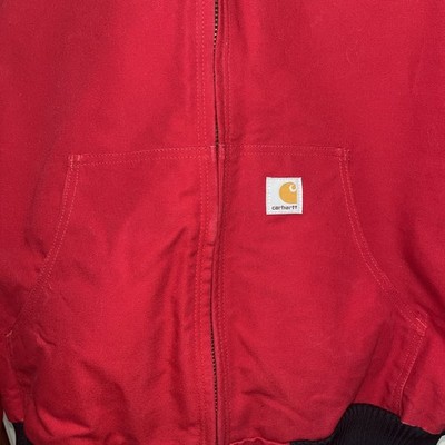 Carhartt J140 RED Quilt Lined Active Mens Hooded Work Jacket Union