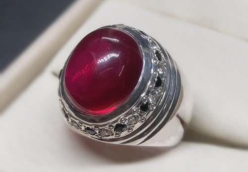 Women’s Handmade Ring 925 Sterling Silver – Blue Sapphire & Lab Created Red Ruby - Picture 41 of 53