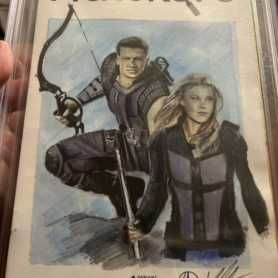 🤩🔥HAWKEYE #1, variante en blanco con arte personalizado 1/1 de Jay Fife🤩🔥¡INCREÍBLE!! Foto 2 de 4