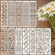 12pcs Mixed media leaves vines and geometric stencils 12" x 3"