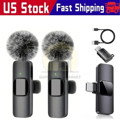 Wireless Microphone Mini Mic for iPhone/Android Phone, LED Display Lavalier Mic