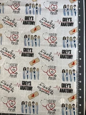 Grey’s Anatomy Custom Cotton Fabric FQ 18” By 28”  New