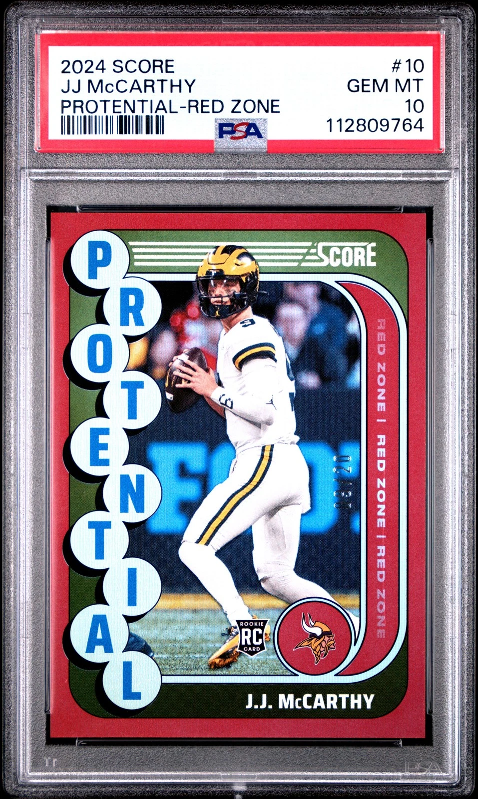 JJ McCarthy Panini Score Protential #10 Red Zone