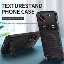 For ZTE nubia Z70 Ultra, Luxury Carbon Fiber Pattern Case Stand Magnetic Cover