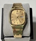 Vintage Seiko Dress Quartz Watch Day Date Gold Tone Gold Dial 30mm 5933-5010