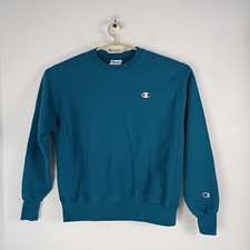 Champion Reverse Weave Sweatshirt Mens Sz M Teal Blue Crewneck EUC