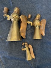 Vintage mosiężne świeczniki anioł trio 
